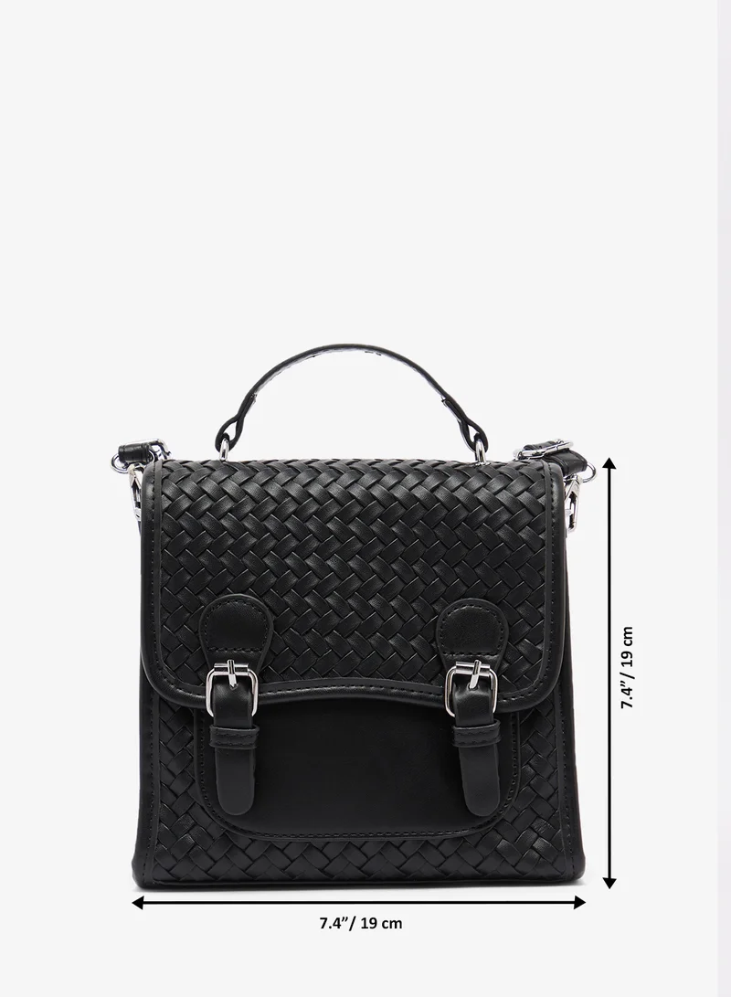 Ginger  Woven Texture With Buckle Detail Backpack for Women | Best Price UAE